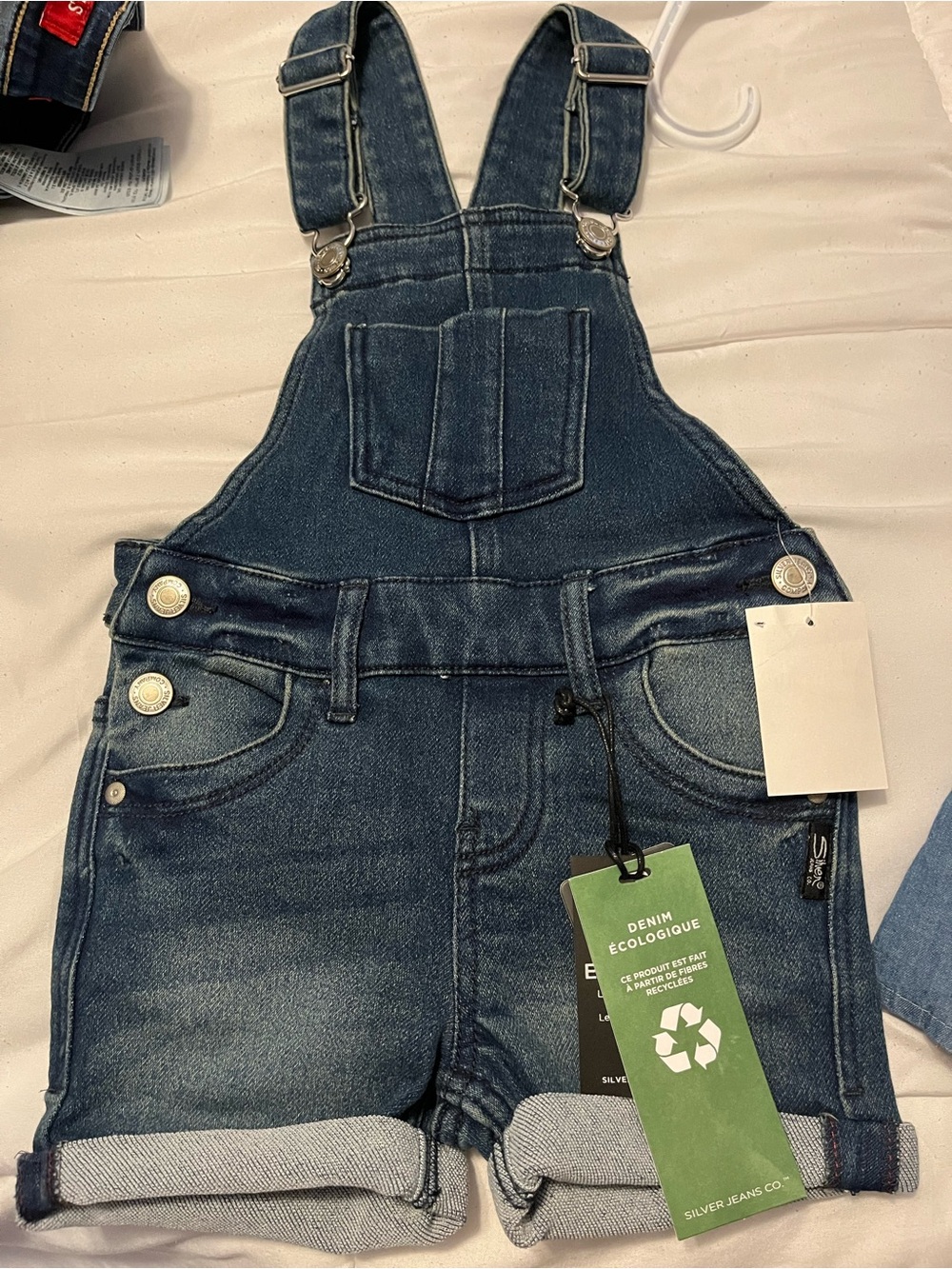 Kids Denim Short Overalls - silvers
